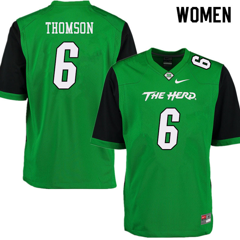 Women #6 Alex Thomson Marshall Thundering Herd College Football Jerseys Sale-Green